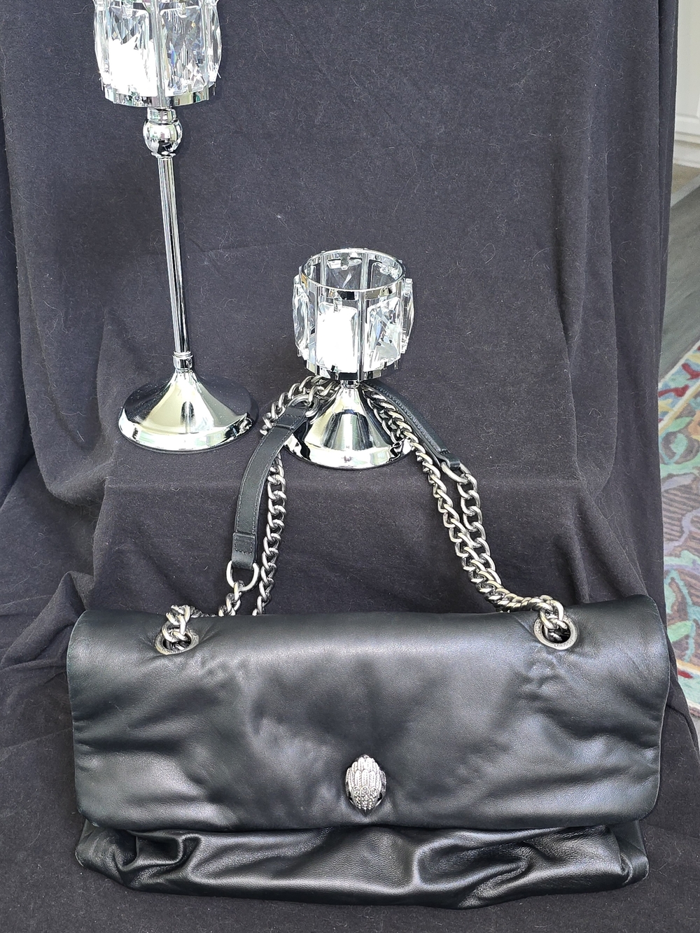Kurt Geiger London XXL Kew Bag In Soft Black Puff Leather
